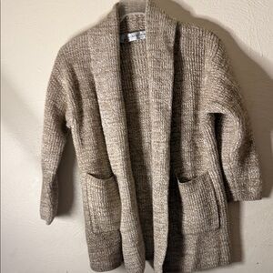 Tony Lambert thick rayon/lambswool Cozy Tan Knit Cardigan